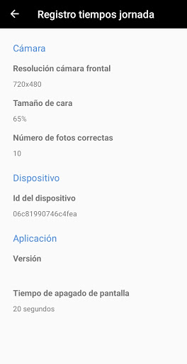Registros tiempos jornada Screen 2