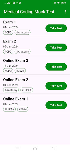 Medical Coding Mock Exam Screen 2