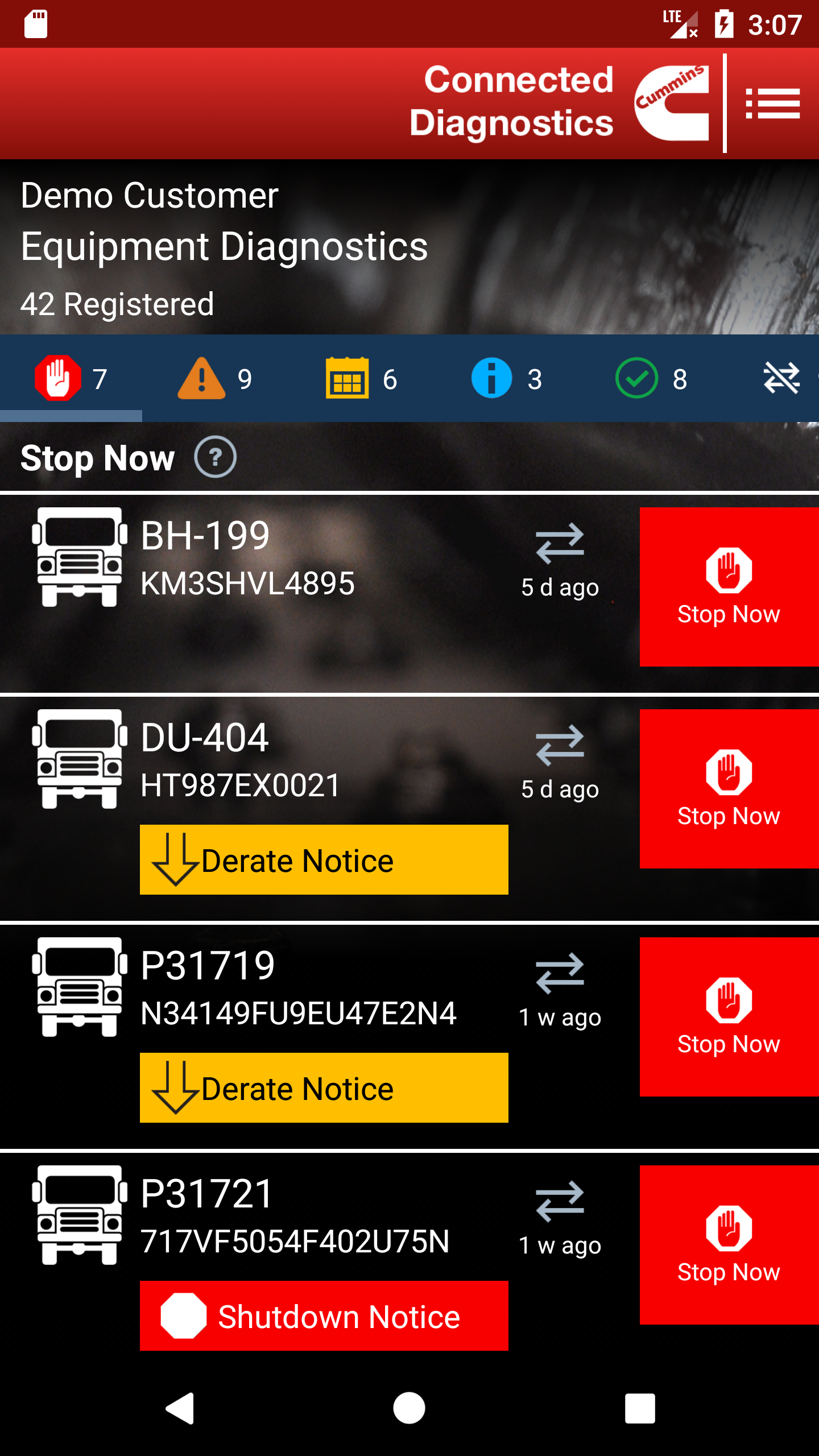 Android application Connected Diagnostics screenshort