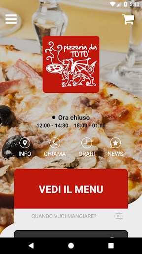 Android application Pizzeria da TOTO' screenshort