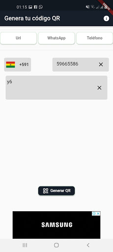 Android application Generador QR screenshort