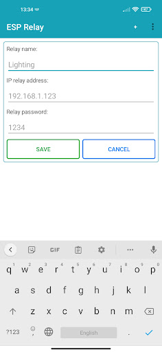 Android application ESP Relay screenshort