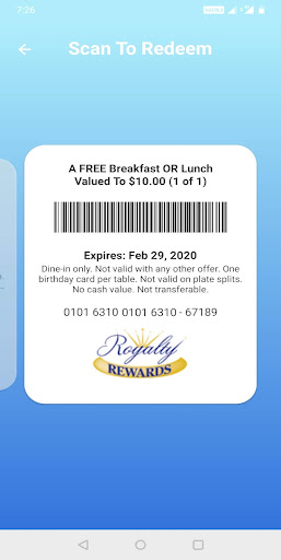 Royalty Rewards Member App Screen 3