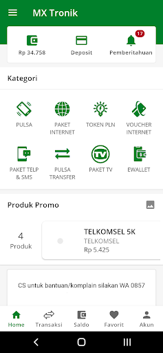 Android application Agen Pulsa dan Kuota MXtronik screenshort