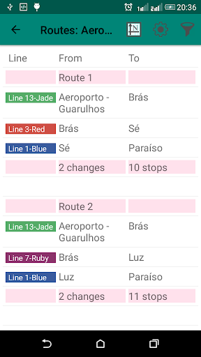 São Paulo Metro Route Planner Screen 3