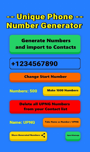 Unique Phone Number Generator Screen 2