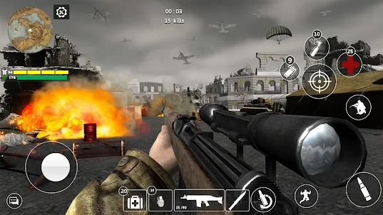 WWII Sniper: 銃を撃つゲーム 戦争ゲーム