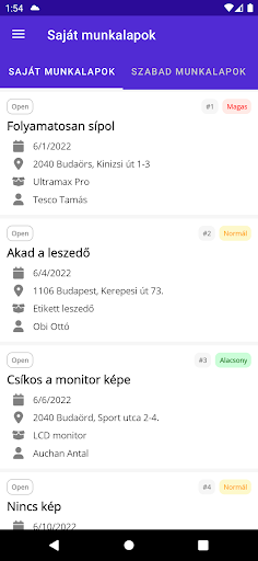 Android application SPIE szerviz screenshort