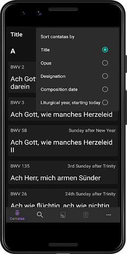 Android application Cantatas screenshort