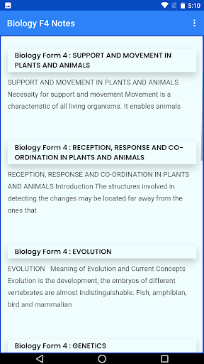 Android application Biology Form 1-4 notes screenshort
