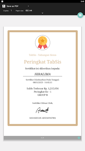 Android application Tabungan Siswa - TabSis screenshort