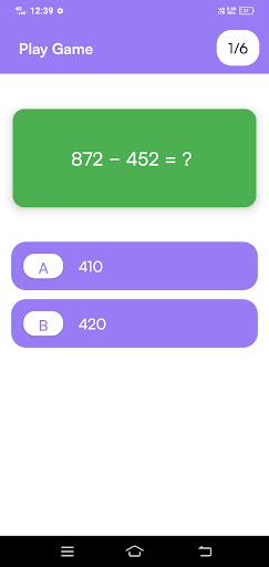 MathMaze Quiz Screen 3
