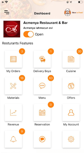 Android application Here is Food Restaurant screenshort