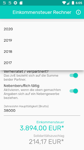 Android application Einkommensteuer Rechner screenshort