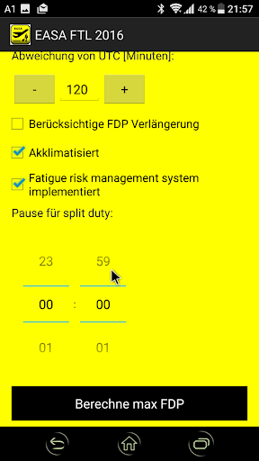 EASA FTL 2016 Android App Screenshot 2