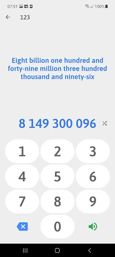 Android application Numbers in English screenshort