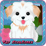 Cute puppy caring - pet salon icon