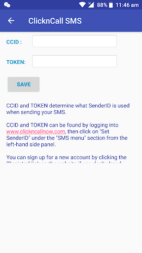 ClicknCall web SMS Screen 2