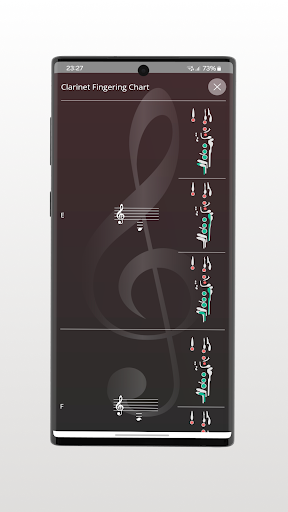 Screenshot of Clarinet Fingering Chart Tool
