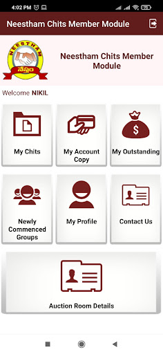 Neestham Chits Member Module Screen 2