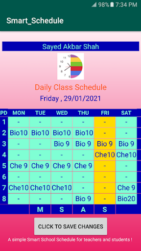 School Schedule Screen 3