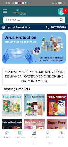 Android application Indimedo Online Pharmacy screenshort