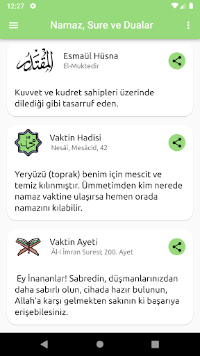 Android application Namaz Sure ve Dualar screenshort