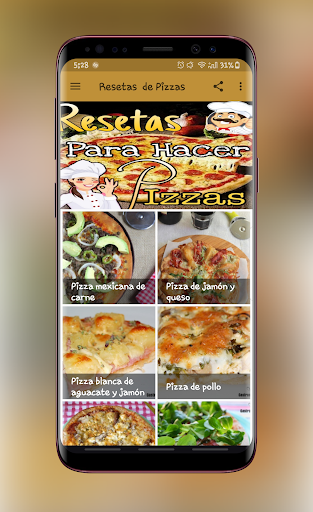 Android application Resetas de Pizzas screenshort
