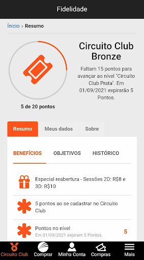 Android application Circuito Cinemas screenshort
