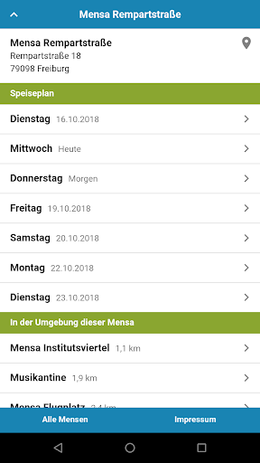Android application Mensa Freiburg screenshort