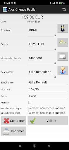 Android application AICS Chèque Facile screenshort