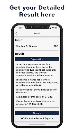 Perfect Square Calculator Screen 3