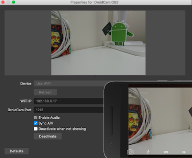 DroidCam OBS لقطة شاشة