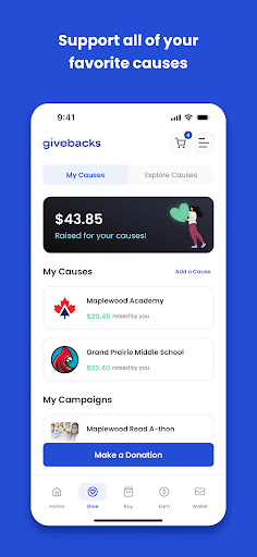 Android application Givebacks screenshort