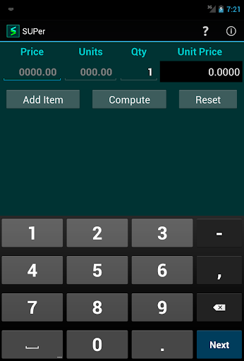SUPer: Simple Unit Pricer Screen 3