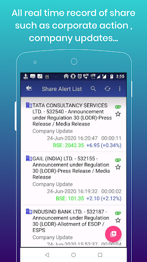 Android application NSE, BSE Share Alerts PRO screenshort