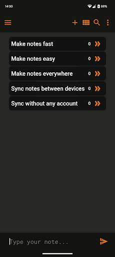 Android application NoteerT - fast notes screenshort