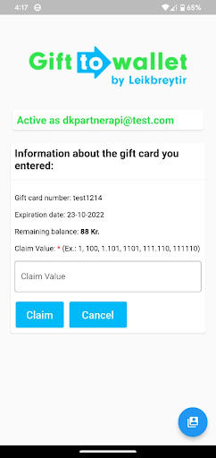 Gift to Wallet POS Screen 2