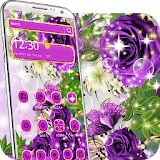 3d purple rose butterfly theme icon