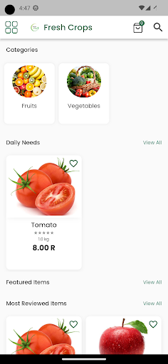 Android application Fresh Crops screenshort