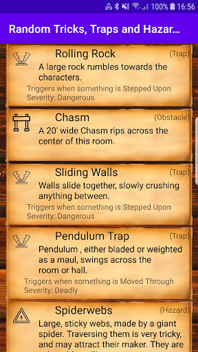 Android application Random Tricks, Traps + Hazards screenshort