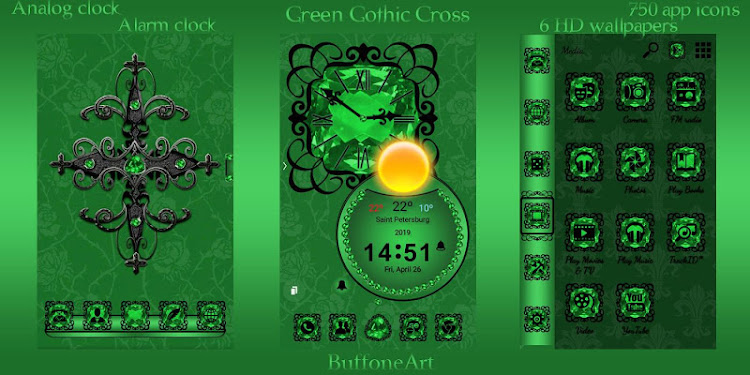 Green Gothic Cross theme - 1.1 - (Android)