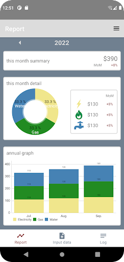 Android application UTILITY COST screenshort