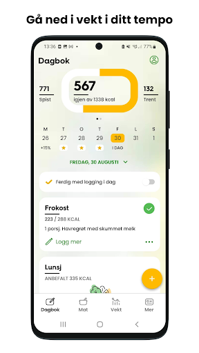 Android application Vektklubb.no screenshort