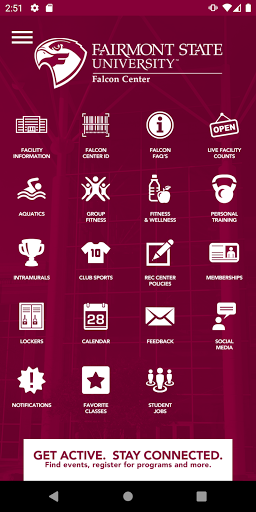 Android application Fairmont State Falcon Center screenshort