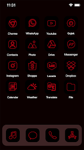 Wow Red Neon Theme - Icon Pack