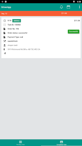 SweetnFresh Driver Screen 2