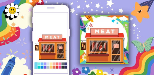 Coloring Book: Meat Shops 1.2 APK + Мод (Unlimited money) за Android