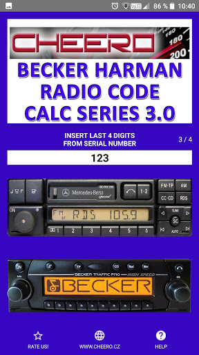Android application RADIO CODE for BECKER HARMAN screenshort