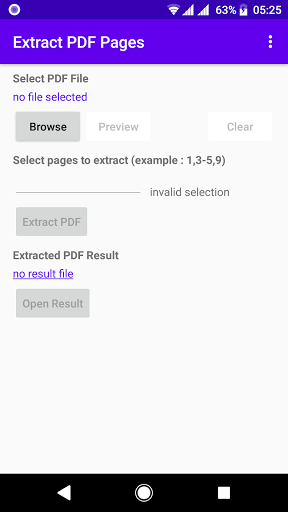 Android application Extract PDF Pages screenshort